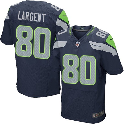 Men's Elite Steve Largent Nike Jersey Navy Blue Home - #80 NFL Seattle Seahawks